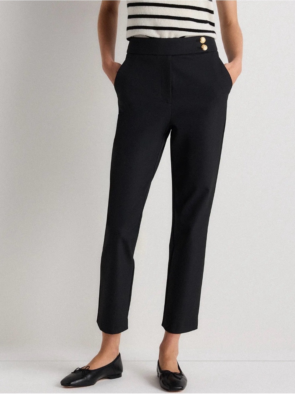Quince Scuba Black Tailored Ankle Pants